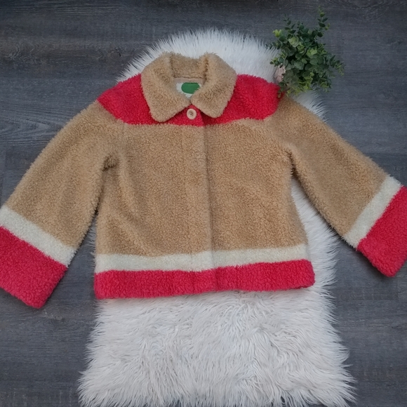 Pink and Tan Sherpa teddy coat by Anthropologie. - Picture 13 of 15